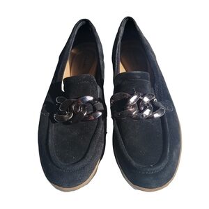 Clarks Women's Black Loafers with Chain Detail
